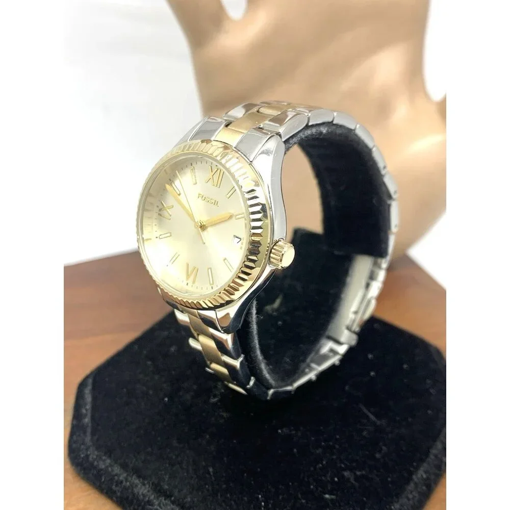 Fossil Women's Watch BQ3927 Quartz Silver Dial Two Tone Stainless Steel 30mm